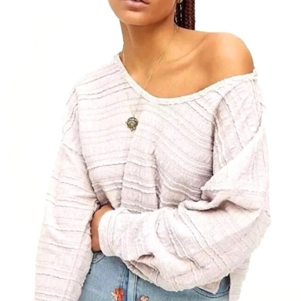 Free People, We The Free Calissa Hacci Long-Sleeve Cropped Top, Size Medium